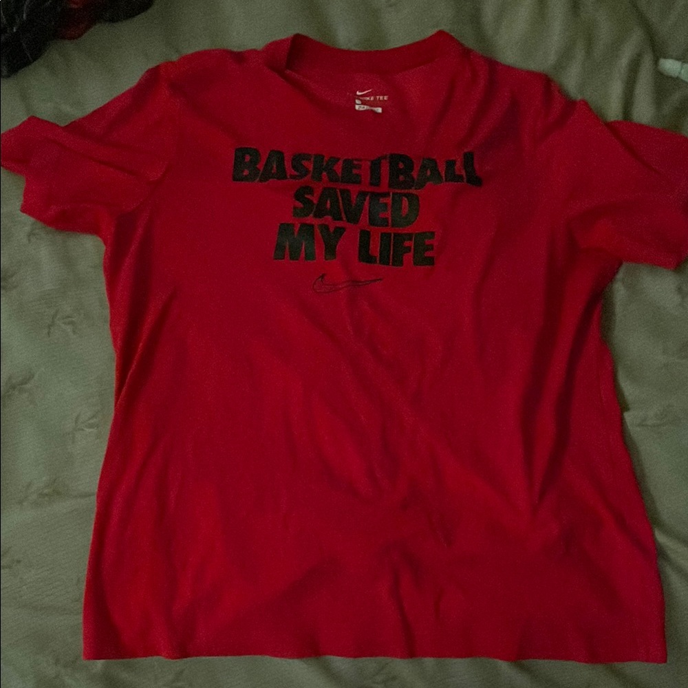 Nike Red Graphic Tee with Bold Statement